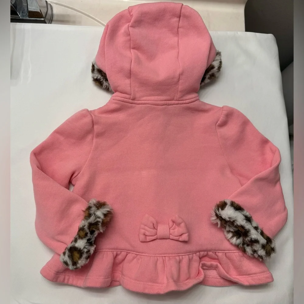 Gymboree Girls 2T-3T Pink Jacket with Animal Print Trim